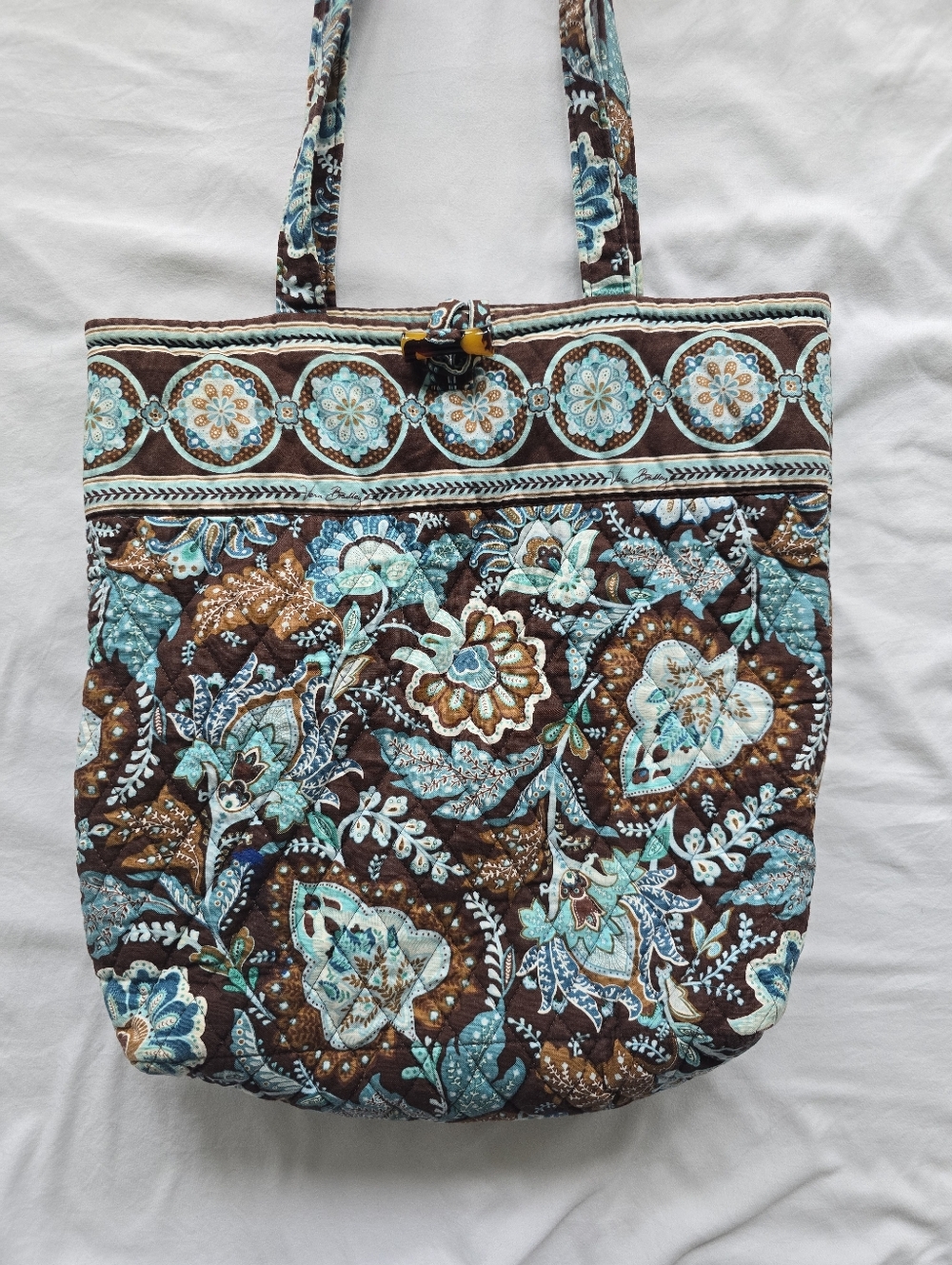 Vera Bradley Brown & Teal Quilted Floral Tote